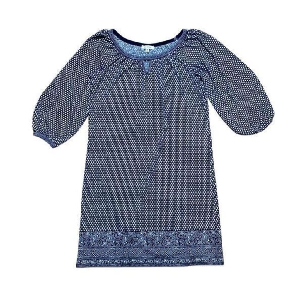 Max Studio 3/4 Bubble Balloon Puff Sleeve Geometric Print Womens XS Black‎